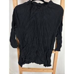 NWT Shana Black Crinkle High Neck Funnel Top #1118 Size XXL